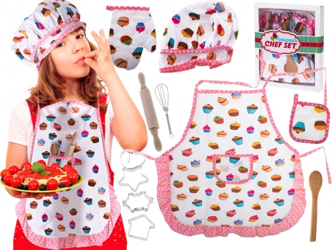 Ensemble de cuisine pour enfants avec toque, tablier et ustensiles