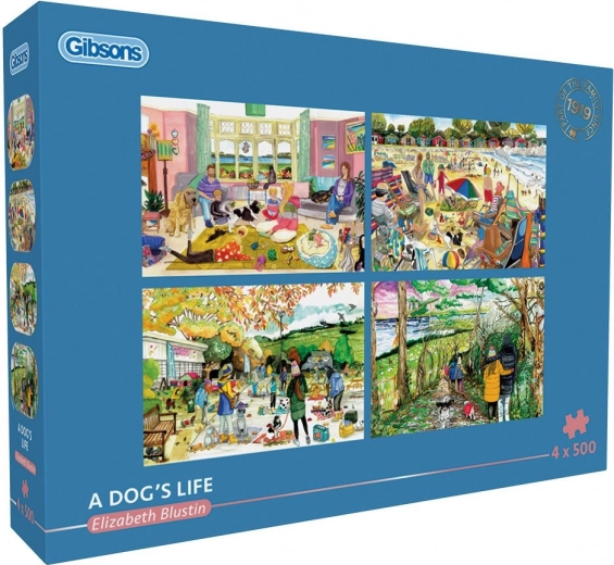 GIBSONS puzzel Hondenleven 4×500 stukjes