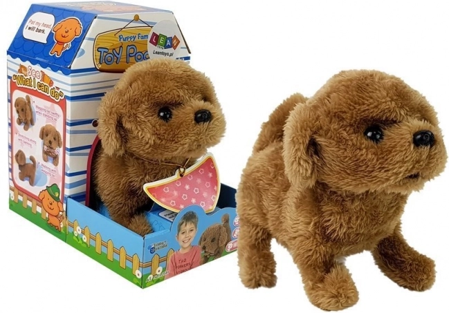 Interactive brown battery-powered puppy