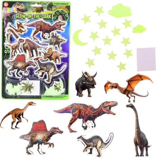 Fluorescerende muurstickers – dinosaurussen en sterretjes