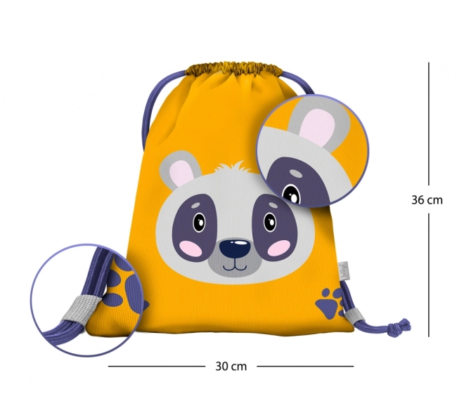 Baagl preschool drawstring bag with panda, yellow