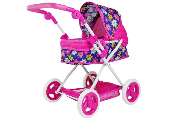 Schattige roze diepe bloemenwagen voor poppen