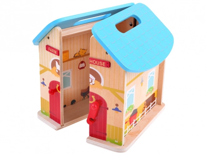 Holzklapphaus mit Bauernhoftieren