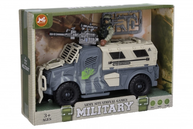 Militair voertuig met figuur en effecten