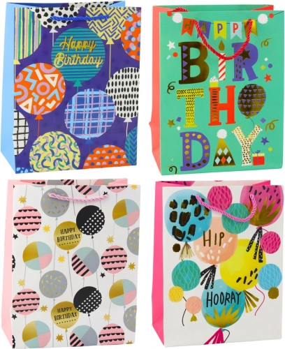 Sachet cadeau en papier pour anniversaire 23 × 18 × 10,5 cm – motifs colorés