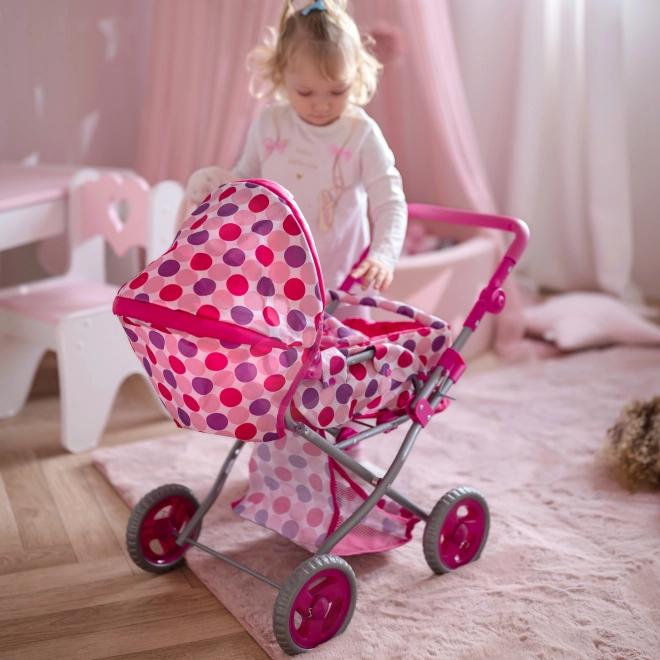 Rosa 3-in-1 Puppenwagen mit Punkten