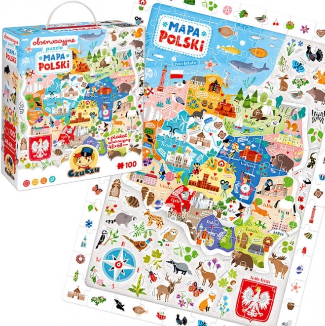 Observatiepuzzel - Kaart van Polen 100 stukjes