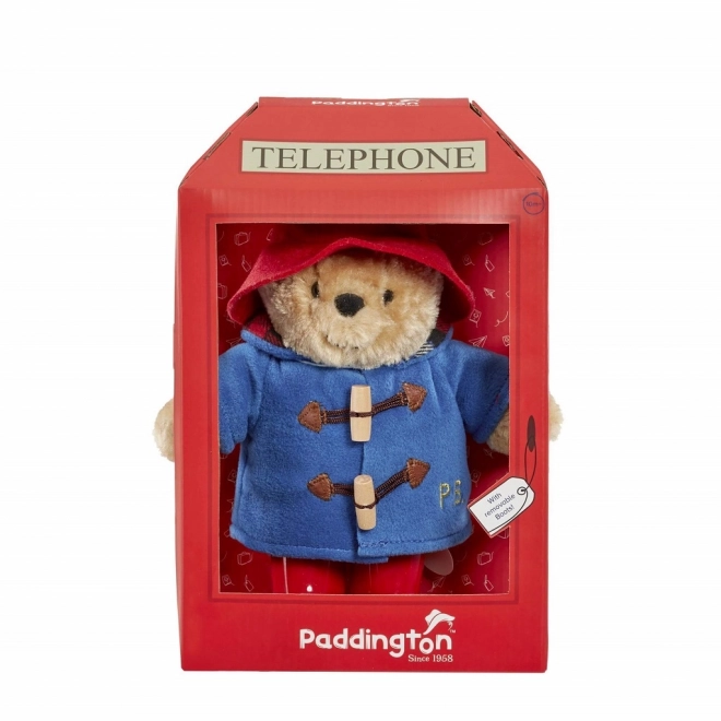 Rainbow pluchen teddybeer Paddington in telefooncel