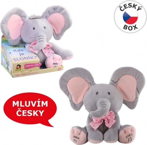 Interactieve pluche olifant – kiekeboe 25 cm
