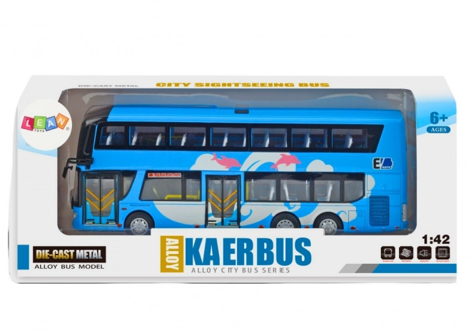 Blauwe dubbeldekker toerbus 1:42