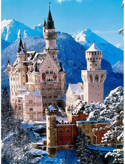 Peinture diamant Château de Neuschwanstein panorama hivernal 30x40 cm