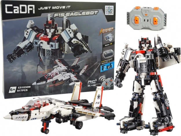 CADA Building Set Robot and F15 Fighter Jet 2-in-1 with Remote Control, 917 pieces