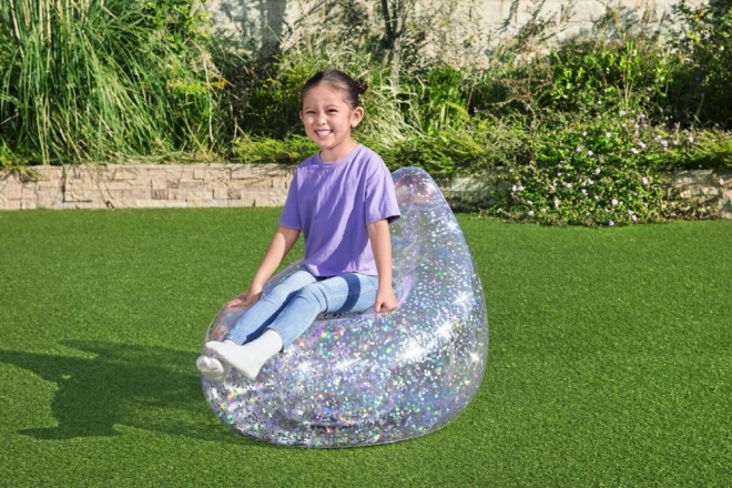 Regenboog opblaasbare stoel met glitter