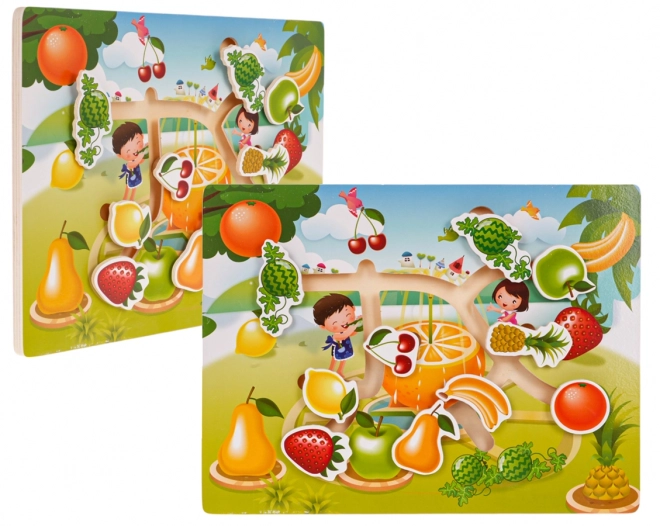 Houten puzzelset fruit en groenten