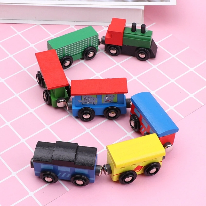 Set van houten locomotieven met magneet, 12 stuks