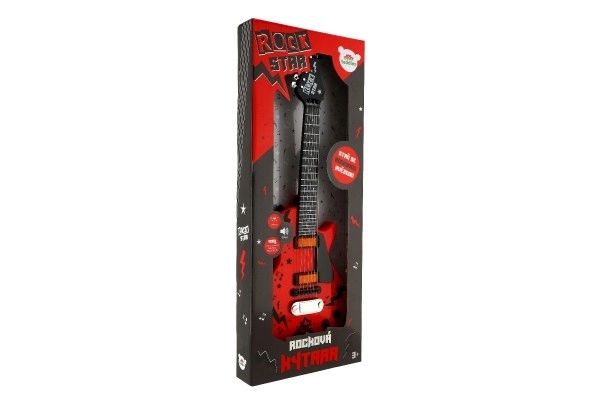 Elektrische Gitaar ROCK STAR plastic 58cm op batterijen met geluid, licht in doos 24x62x5,5cm
