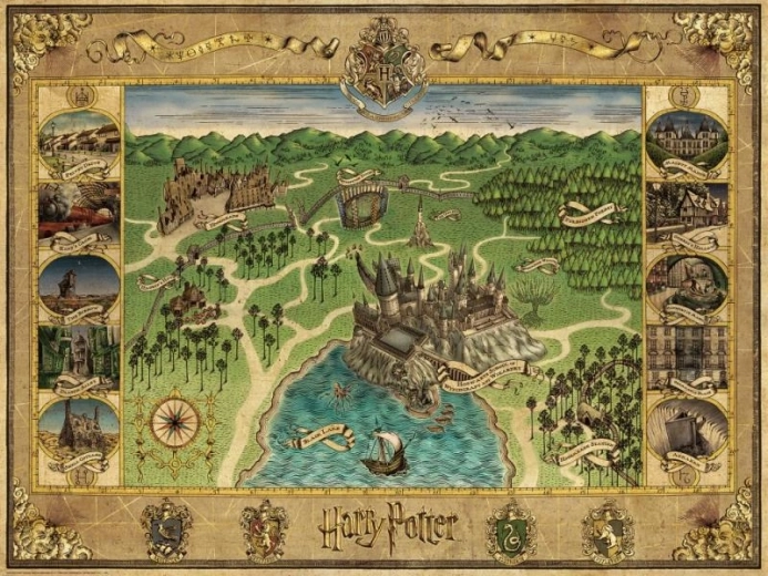 Puzzel HARRY POTTER kaart van Zweinstein 1500 stukjes Ravensburger