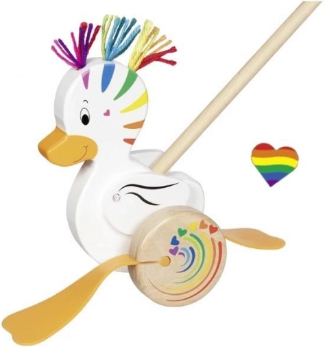 regenboog eendje Lou op een duwstok