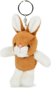 plush bunny keychain brown-white 10 cm