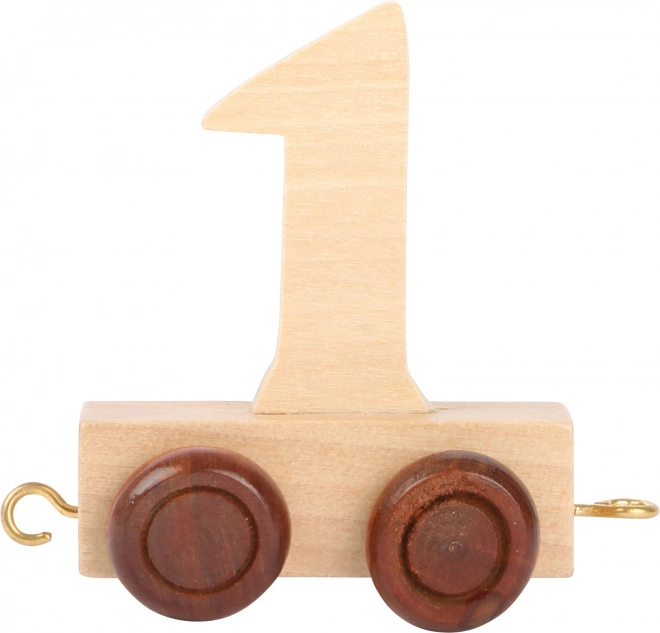 Wagonnet en bois pour train en bois – Chiffre 1 naturel