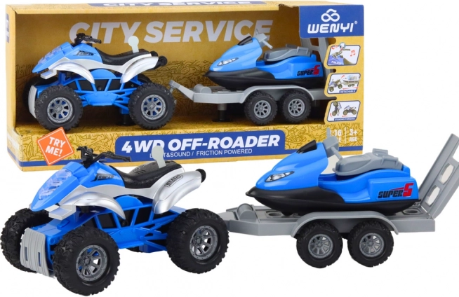 speelgoedset quad met aanhanger en waterscooter