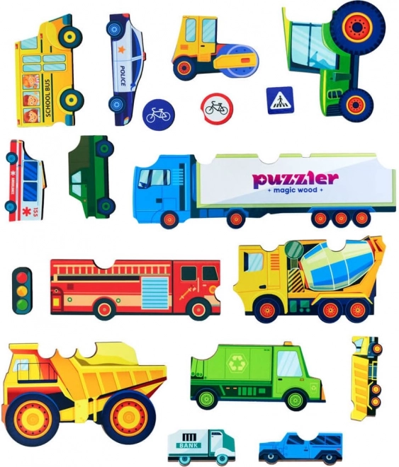 WOODLIKA Houten puzzel Wereld van transportmiddelen 18 stukken
