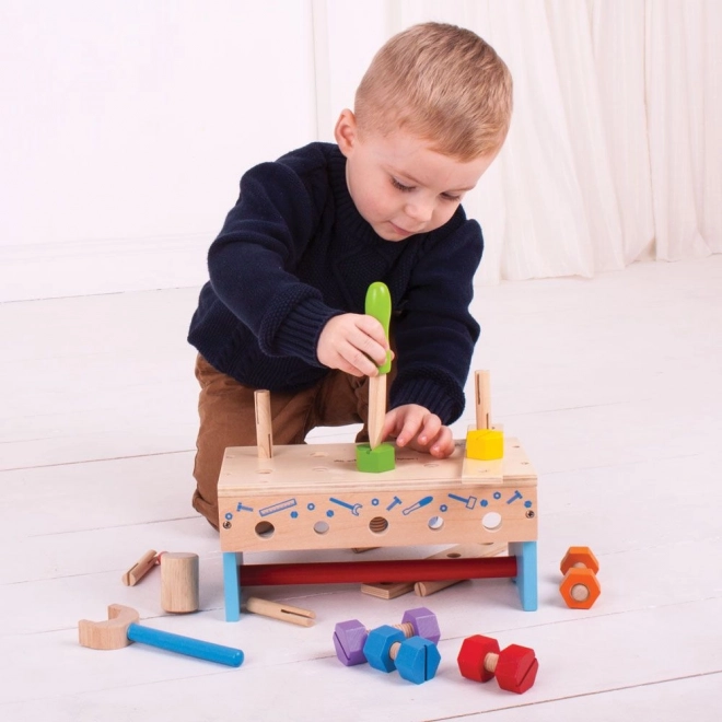 Wooden Workbench and Tool Carrier 2-in-1 Bigjigs Toys