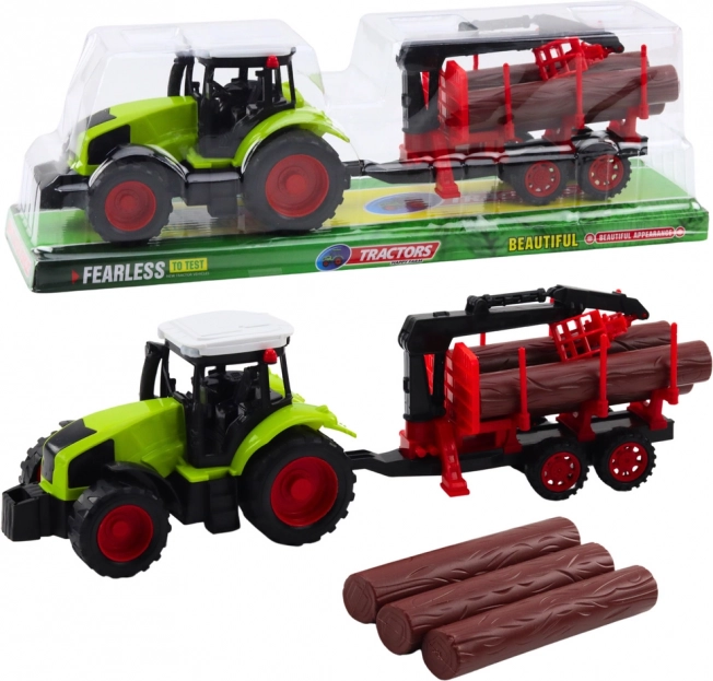Tractor met HDS-aanhanger voor houttransport – kunststof speelgoed
