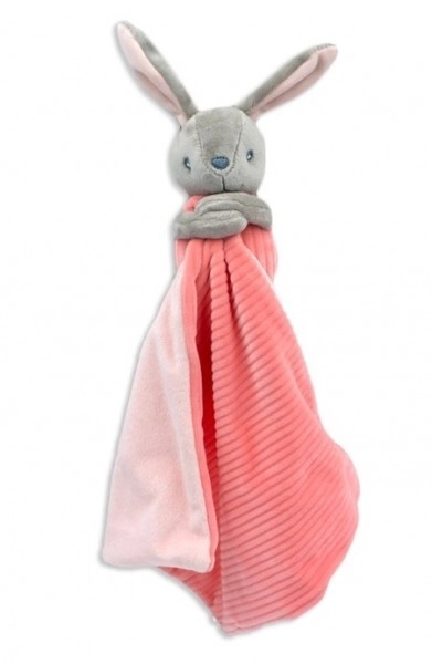 Konijn/Konijntje knuffeldoekje pluche 25x25cm roze op kaart in zakje 0+