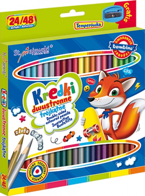 Bambino dubbelzijdige kleurpotloden 24/48 kleuren met puntenslijper