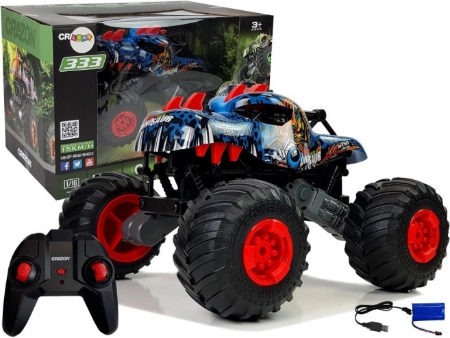 Off-road car for kids with dinosaur theme and large wheels