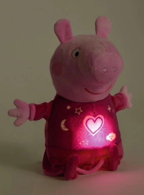 Peppa Pig 2-in-1 pluchen slaapknuffel, speelt + licht, roze, 25 cm