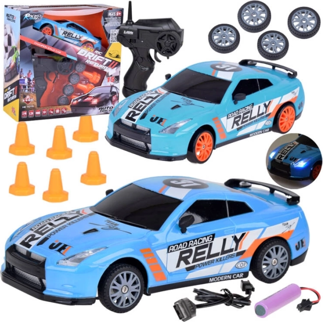 RC-driftauto met afstandsbediening 1:24 met pionnen en reservewielen