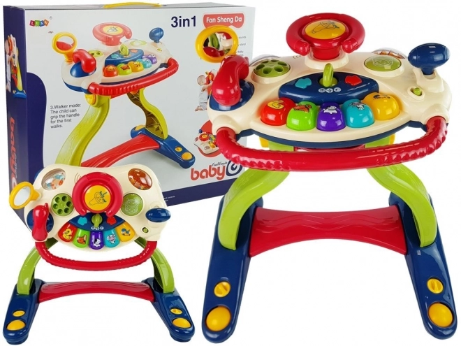 Interactieve loopwagen met stuur 3 in 1 voor baby's