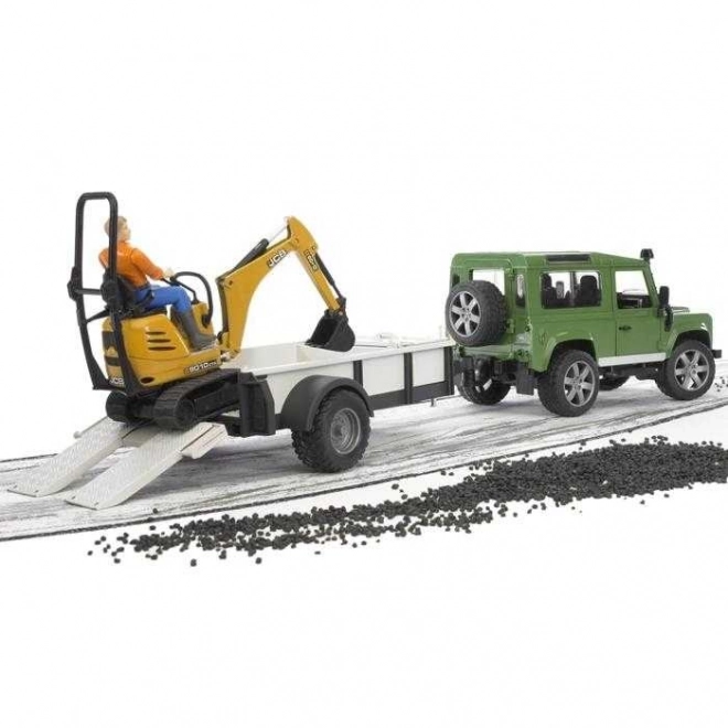 Speelset Bruder SUV en rupsgraafmachine JCB met aanhanger