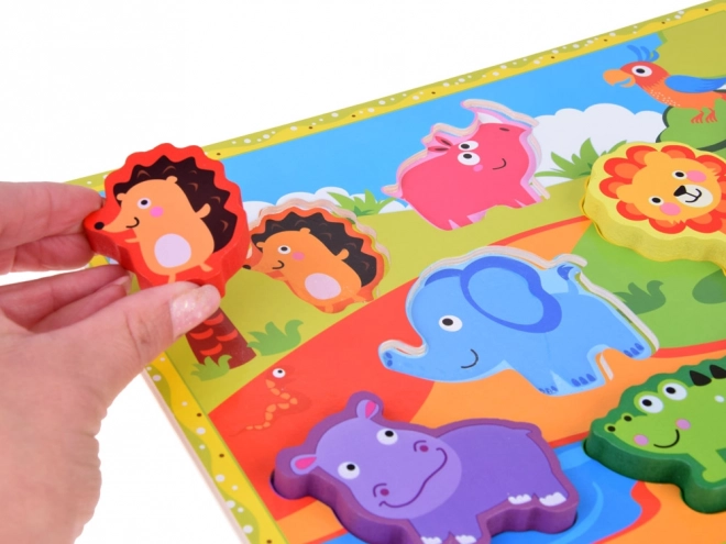 Houten puzzel safari dieren vormen combineren ZA5256