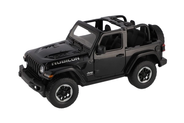 Auto RC Jeep Wrangler Rubicon zwarte plastic 29cm 2,4GHz op afstandsbed. op batterijen in doos 44x19x26cm