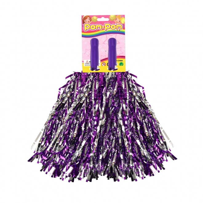 Waaier pom pom paars-zilver