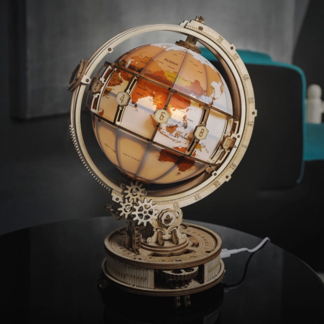 RoboTime 3D houten mechanische puzzel Verlichte globe