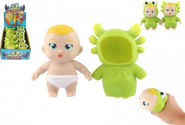Anti-stress Squeezable Silicone Toy – Baby in Animal Costume 14 cm