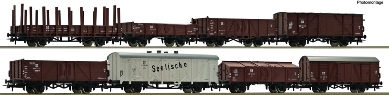 set van 8 DR-goederenwagens H0