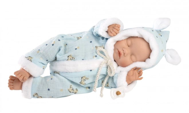 Llorens 63301 LITTLE BABY - slapende realistische baby pop met zachte stoffen lichaam - 32 cm