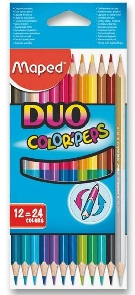 Ergonomische driehoekige kleurpotloden DUO Color'Peps 12 stuks