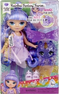 Rainbow High petite sœur fée Amethyst (Purple) avec animal de compagnie