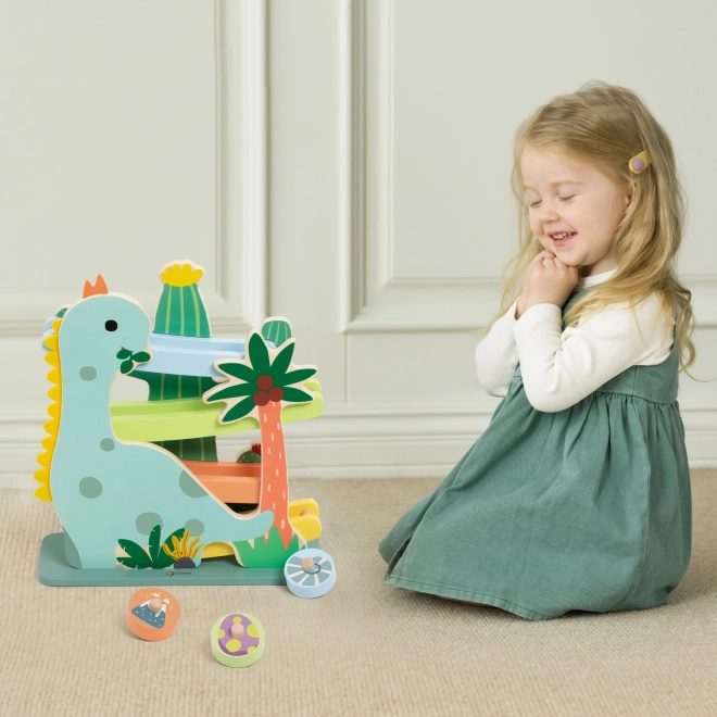 Klassieke houten dinosaurusbaan