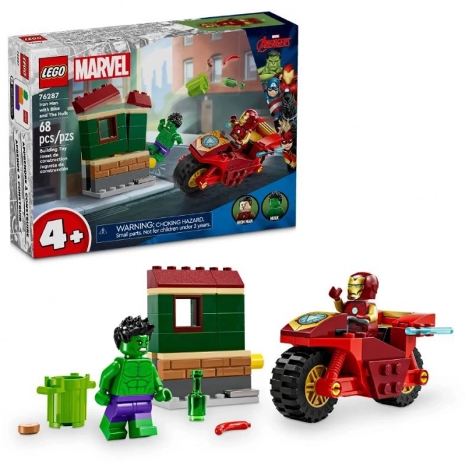 LEGO Marvel Super Heroes 76287 Iron Man avec sa moto et Hulk