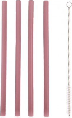 Siliconen rietje 4 stuks, Old Pink