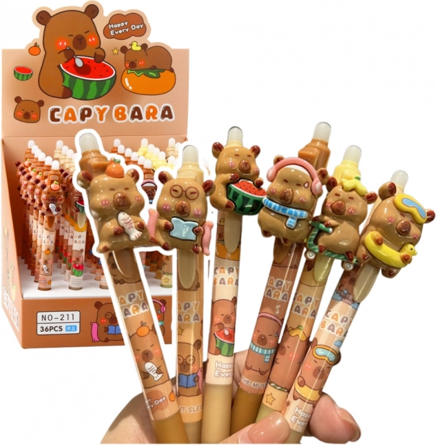Automatic erasable pen with capybara 3D, blue ink