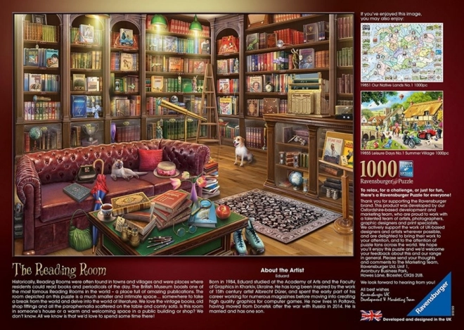 Puzzle Gemütliche Bibliothek 1000 Teile Ravensburger