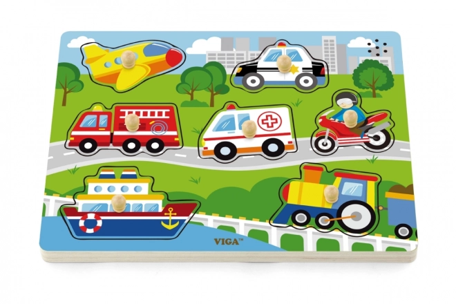 Holz-Sound-Puzzle Transportmittel Viga